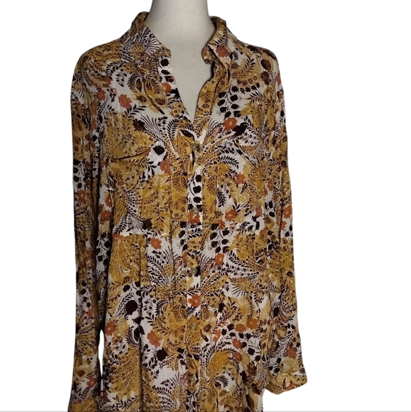 Anthropologie The Romy Relaxed Fit Floral Boho Button Front Blouse Size XL - Picture 4 of 8